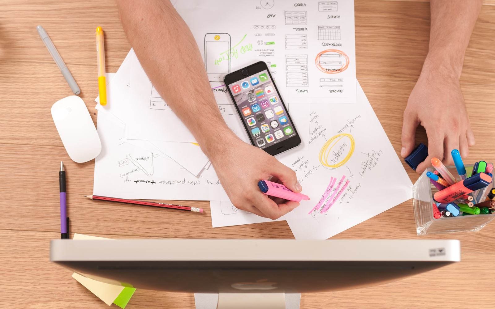 Marketing campaign materials on a desk